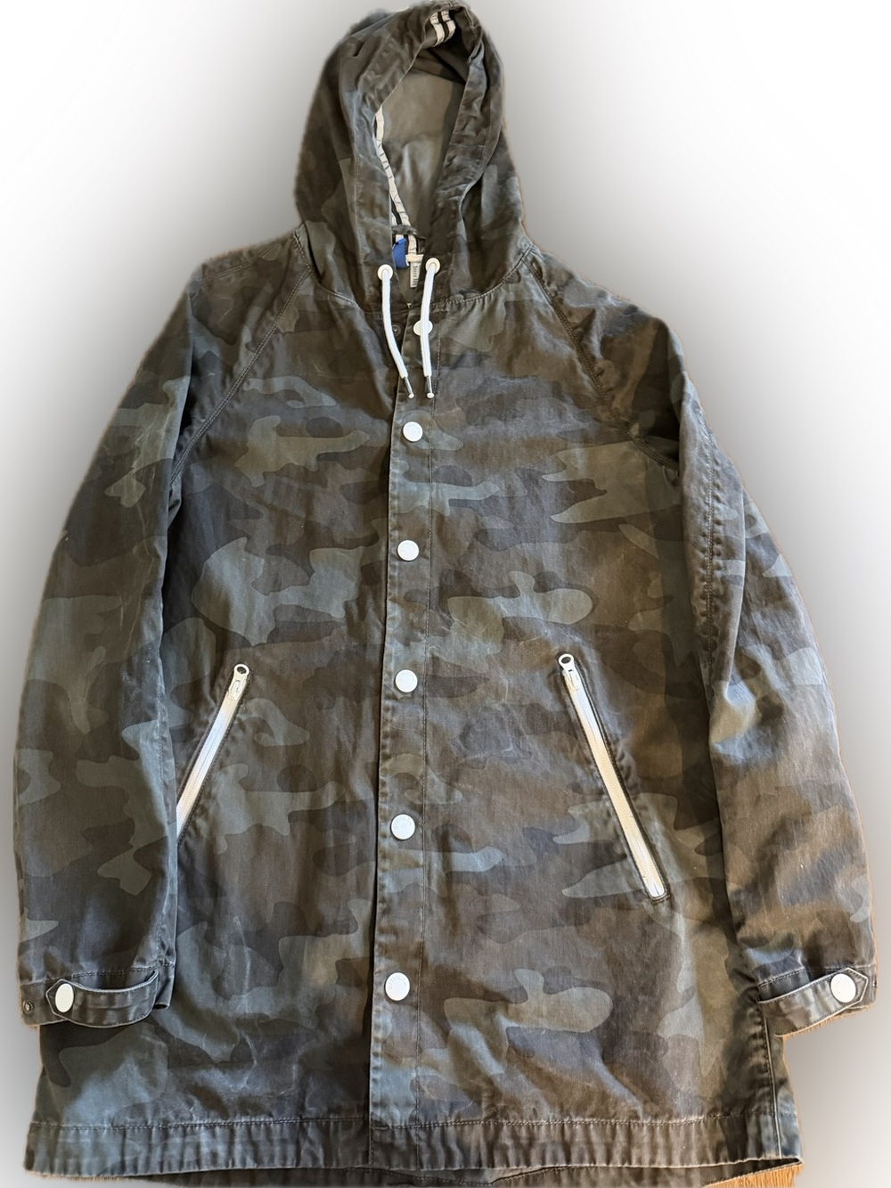 Y2K Army Green Camo Jacket Mid Length Accent Buttons Divided H&M Women’s Small